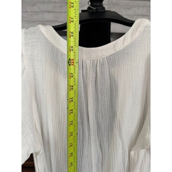 OLIVACEOUS White Puff Sleeve Button Front Jumpsuit Womens Size Small - Picture 4 of 7